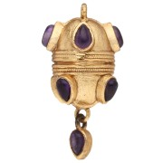 Amatista - Colgante étnico de 33 x 17 mm con dije en forma de gota de piedra preciosa - Amatista x1 Colgante étnico de 33 x 17 mm con dije en forma de gota de piedra preciosa - Amatista x1