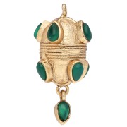 Colgante étnico de 33 x 17 mm con dije en forma de gota de piedra preciosa teñida de ónix verde