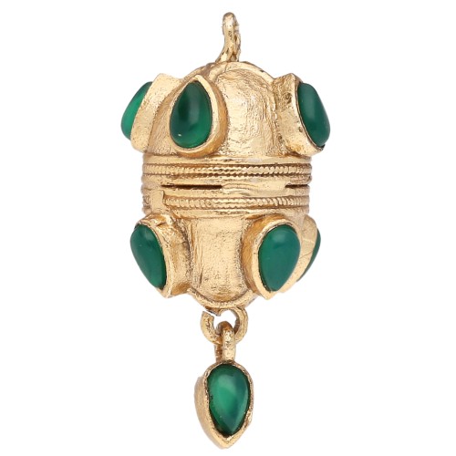 Colgante étnico de 33 x 17 mm con dije en forma de gota de piedra preciosa teñida de ónix verde