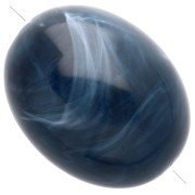 Cuentas - Cuenta con forma de oliva de 24 x 19 mm de resina opaca - Azul petróleo veteado x1 Cuenta con forma de oliva de 24 x 19 mm de resina opaca - Azul petróleo veteado x1