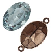 Regalo - Cabujón PureCrystal 4120 de 14 x 10 mm, aguamarina «Ignite» + engaste para pegar