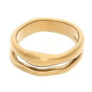 Anillo doble martillado - Talla 51 - Acero inoxidable 304 Dorado x1