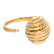 Anillo abombado estriado - Talla 52 - Acero inoxidable 304 Dorado x1