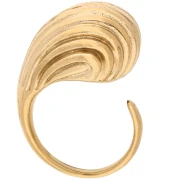 Anillo abombado estriado - Talla 58 - Acero inoxidable 304 Dorado x1