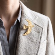 Broche de pájaro martillado, 51 x 36 mm - Acero inoxidable 304 Dorado x1