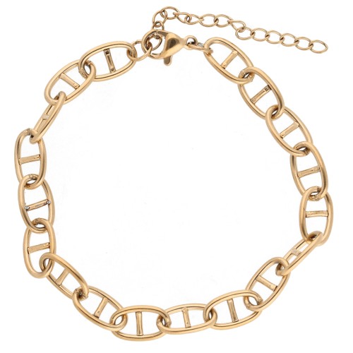 Pulsera de malla marina de 6,4 mm - Acero inoxidable 304 Dorado x 16,5 cm