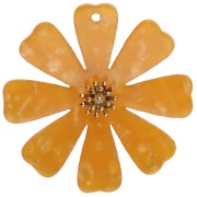 Colgantes de flor de 40 mm de acetato y acero inoxidable 304 Dorado - Naranja nacarado x2