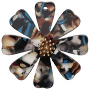 Colgantes con forma de flor de 40 mm, de acetato y acero inoxidable 304 Dorado - marrón - azul - negro x2