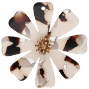 Crema - Colgantes con forma de flor de 40 mm, de acetato y acero inoxidable 304 Dorado - crema - marrón oscuro x2 Colgantes con forma de flor de 40 mm, de acetato y acero inoxidable 304 Dorado - crema - marrón oscuro x2