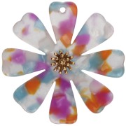 Colgantes de flor de 40 mm de acetato y acero inoxidable 304 Dorado - Multicolor nacarado x2