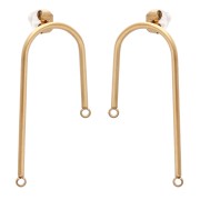 Pendientes de botón tipo puente de 37 mm - Acero inoxidable 304 Dorado x2