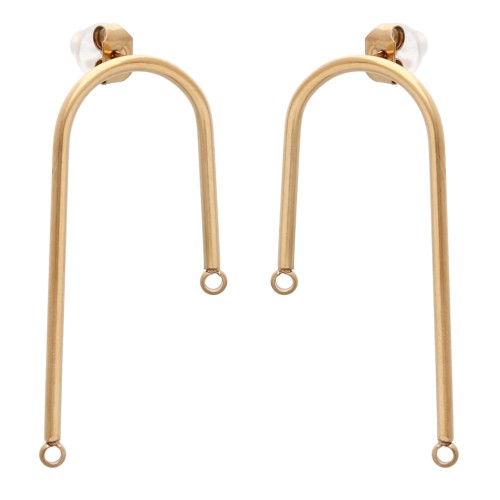 Pendientes de botón tipo puente de 37 mm - Acero inoxidable 304 Dorado x2
