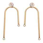 Pendientes de botón tipo puente de 37 mm - Acero inoxidable 304 Dorado x2