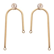 Pendientes de botón tipo puente de 37 mm - Acero inoxidable 304 Dorado x2