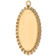 Colgante ovalado bordado, 32 x 16,5 mm - motivo floral - Acero inoxidable 304 Dorado x1