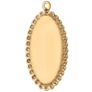 Colgante ovalado bordado, 32 x 16,5 mm - motivo floral - Acero inoxidable 304 Dorado x1