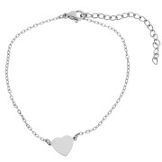 ninguno - Pulsera con entrepieza en forma de corazón para grabar, 12 x 8,2 mm - Acero inoxidable 304, 17 cm Pulsera con entrepieza en forma de corazón para grabar, 12 x 8,2 mm - Acero inoxidable 304, 17 cm