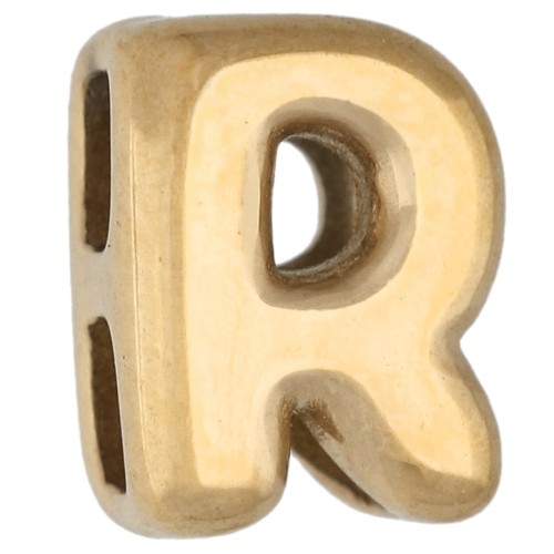 Tirador en forma de letra de 7 x 5 mm para cordón de 1 mm - R - Acero inoxidable 304 Dorado x 1
