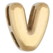 Cierre de letra de 7,5 x 6 mm para cordón de 1,6 mm - V - Acero inoxidable 304 Dorado