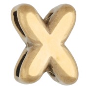 X - Empujador en forma de letra de 7 x 5 mm para cordón de 1,3 mm - X - Acero inoxidable 304 Dorado x1 Empujador en forma de letra de 7 x 5 mm para cordón de 1,3 mm - X - Acero inoxidable 304 Dorado x1