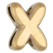 Empujador en forma de letra de 7 x 5 mm para cordón de 1,3 mm - X - Acero inoxidable 304 Dorado x1