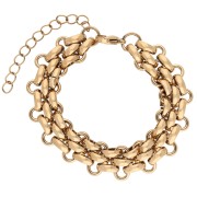 Pulsera de tres eslabones decorativos de 13,5 mm - Acero inoxidable 304 Dorado x 16 cm