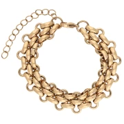 Pulsera de tres eslabones decorativos de 13,5 mm - Acero inoxidable 304 Dorado x 16 cm