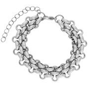 Pulsera de tres eslabones decorativa de 13,5 mm - Acero inoxidable 304 x 16 cm