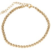 Oro 18 quilates - Pulsera de malla tipo palmera de 3 mm - Acero inoxidable 304 Dorado x 16,5 cm Pulsera de malla tipo palmera de 3 mm - Acero inoxidable 304 Dorado x 16,5 cm