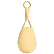 Dije con forma de raqueta de tenis, 18 x 7 mm, de resina epoxi - Acero inoxidable 316 Dorado - Blanco x1