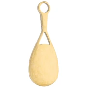 Dije con forma de raqueta de tenis, 18 x 7 mm, de resina epoxi - Acero inoxidable 316 Dorado - Blanco x1