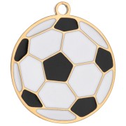 Dije de balón de fútbol de 16 mm de resina epoxi - Acero inoxidable 316 Dorado - Blanco - Negro