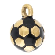 dije - Dije de balón de fútbol de 8 mm de resina epoxi - Acero inoxidable 304 Dorado - Negro Dije de balón de fútbol de 8 mm de resina epoxi - Acero inoxidable 304 Dorado - Negro