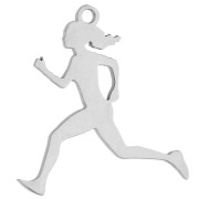 dije - Dije de corredora de 15 x 14 mm para joyas de running - Acero inoxidable 316 x 1 Dije de corredora de 15 x 14 mm para joyas de running - Acero inoxidable 316 x 1