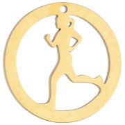 Colgante redondo de 19 mm - motivo de corredora para joyas de running - Acero inoxidable 316 Dorado x1