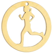 Colgante redondo de 19 mm - motivo de corredora para joyas de running - Acero inoxidable 316 Dorado x1