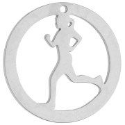 Colgante redondo de 19 mm - motivo de corredora para joyas de running - Acero inoxidable 316 x1