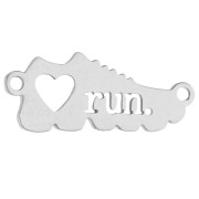 ninguno - Entrepieza para pulsera de baloncesto de 16 x 6,5 mm con la inscripción «run» grabada, para joyas de running - Acero inoxidable 316 x 1 Entrepieza para pulsera de baloncesto de 16 x 6,5 mm con la inscripción «run» grabada, para joyas de running - Acero inoxidable 316 x 1