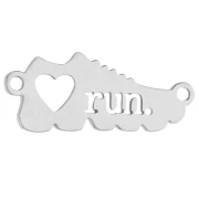 Entrepieza para pulsera de baloncesto de 16 x 6,5 mm con la inscripción «run» grabada, para joyas de running - Acero inoxidable 316 x 1