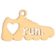 dije - Dije de baloncesto de 8 x 14 mm con la inscripción «run» grabado, para joyas de running - Acero inoxidable 316 Dorado x 1 Dije de baloncesto de 8 x 14 mm con la inscripción «run» grabado, para joyas de running - Acero inoxidable 316 Dorado x 1