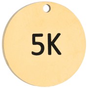 Dije redondo de 14 mm con grabado «5K» para joyas de running - Acero inoxidable 316 Dorado x1