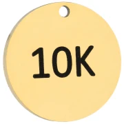 Dije redondo de 14 mm grabado en oro de 10K para joyas de running. Acero inoxidable 316 Dorado x1