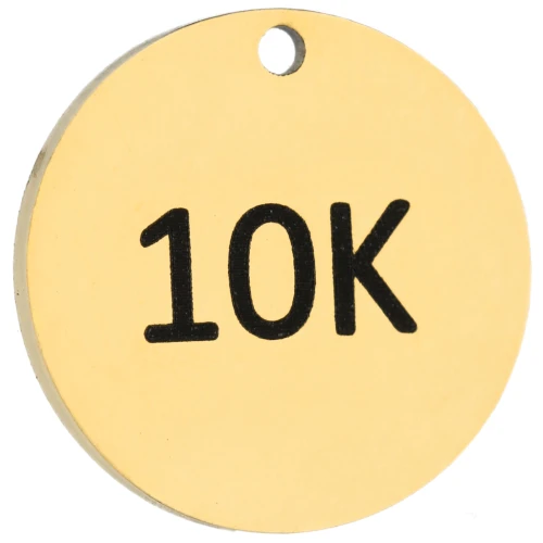 Dije redondo de 14 mm grabado en oro de 10K para joyas de running. Acero inoxidable 316 Dorado x1
