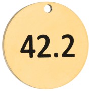 Dije redondo de 14 mm con grabado «42,2» - Maratón de 42,2 km. Acero inoxidable 316 Dorado x1
