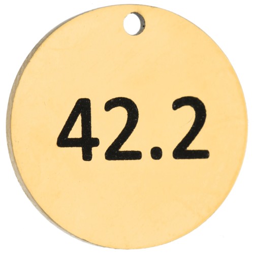 Dije redondo de 14 mm con grabado «42,2» - Maratón de 42,2 km. Acero inoxidable 316 Dorado x1