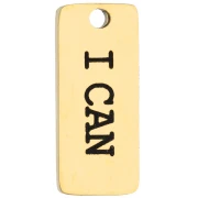 Dije rectangular de 16 x 7 mm con el grabado «I can» - Acero inoxidable 316 dorado x1