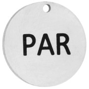 Texto - Dije redondo de 14 mm con el grabado «PAR» - Maratón de París - Acero inoxidable 316 x 1 Dije redondo de 14 mm con el grabado «PAR» - Maratón de París - Acero inoxidable 316 x 1