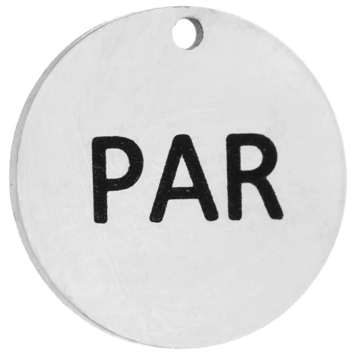 Dije redondo de 14 mm con el grabado «PAR» - Maratón de París - Acero inoxidable 316 x1