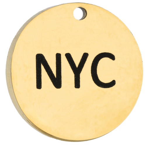Dije redondo de 14 mm con grabado «NYC» - Maratón de Nueva York - Acero inoxidable 316 Dorado x1