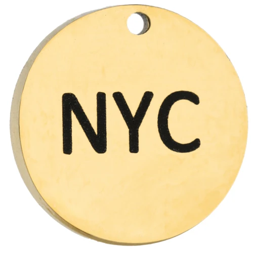 Dije redondo de 14 mm con grabado «NYC» - Maratón de Nueva York - Acero inoxidable 316 Dorado x1